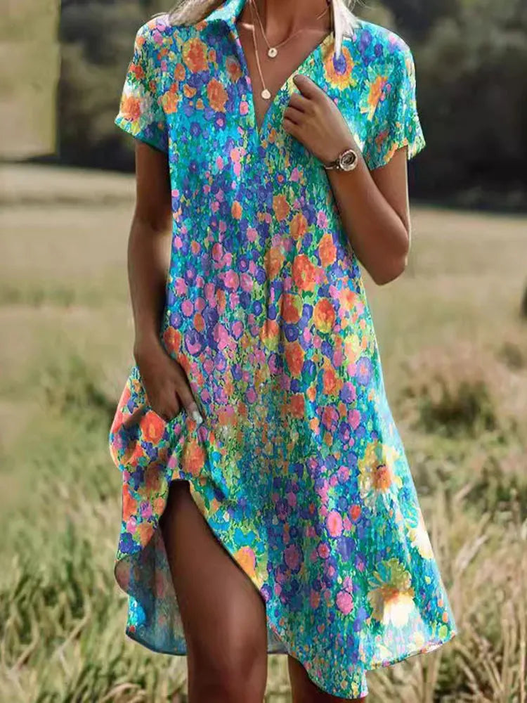 Aillen™ - Printed Bohemian Dress