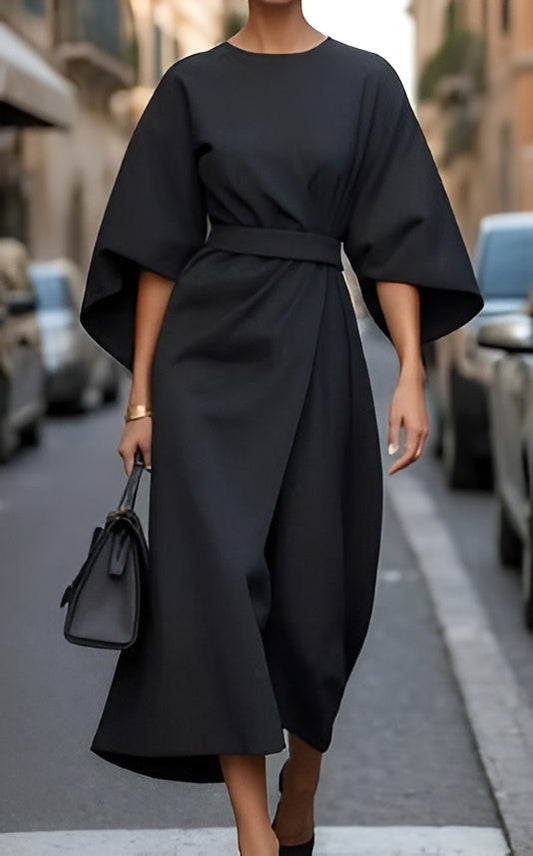 Marisca™ - Minimalist Belted Luxe Dress